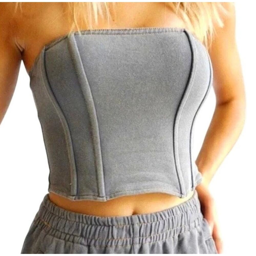 Yellow The Label Wren Gray Corset Top Zipper Size Women's Small‎
